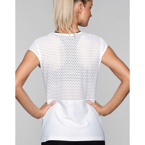 Lorna Jane Raya Excel mesh tshirt size medium white EUC - Picture 5 of 5